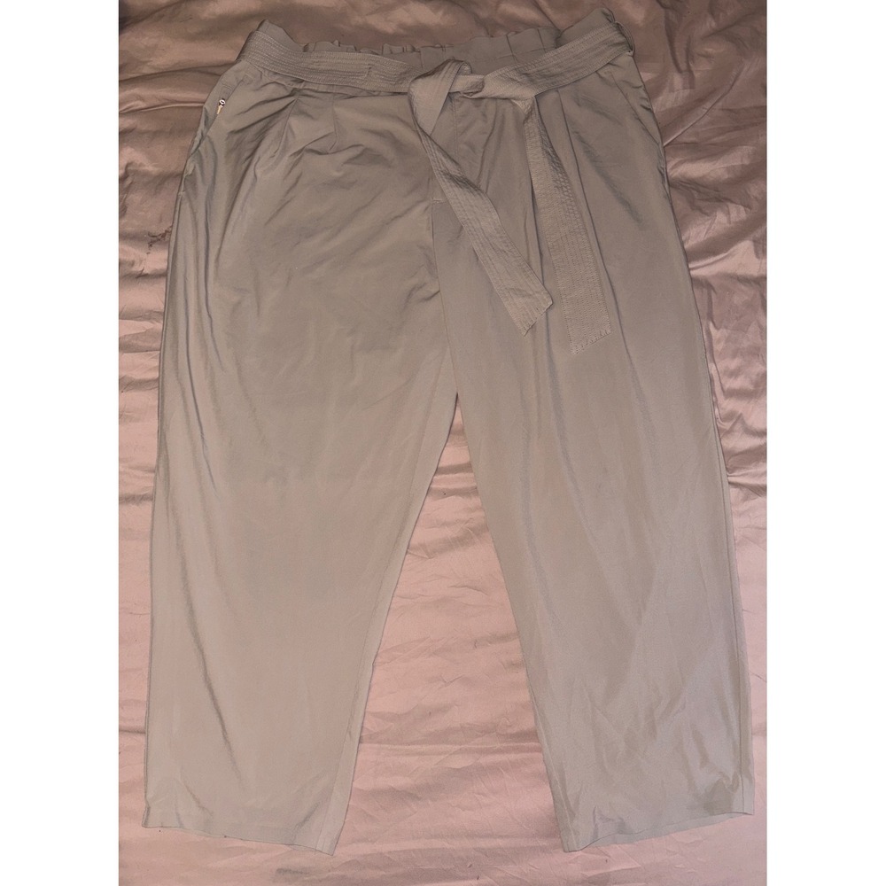 Athleta Plus Size Khaki‎ Skyline Wide Leg Hi Rise Cropped Pants, Size 22